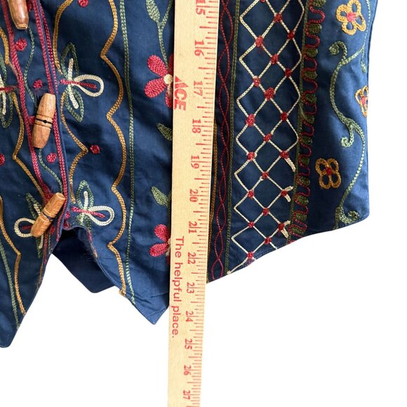 VTG Solutions Original Sleeveless Embroidered Floral Vest Womens Medium Blue - Picture 6 of 6